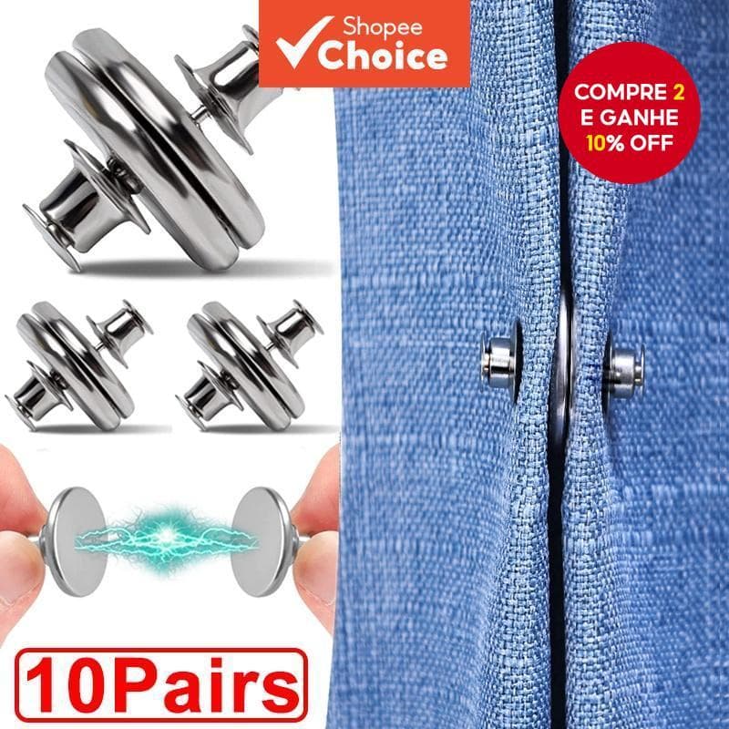 3/6/10 pares de botão magnético de cortina sem unhas destacável janela fechar fivela acessórios de clipe de ajuste