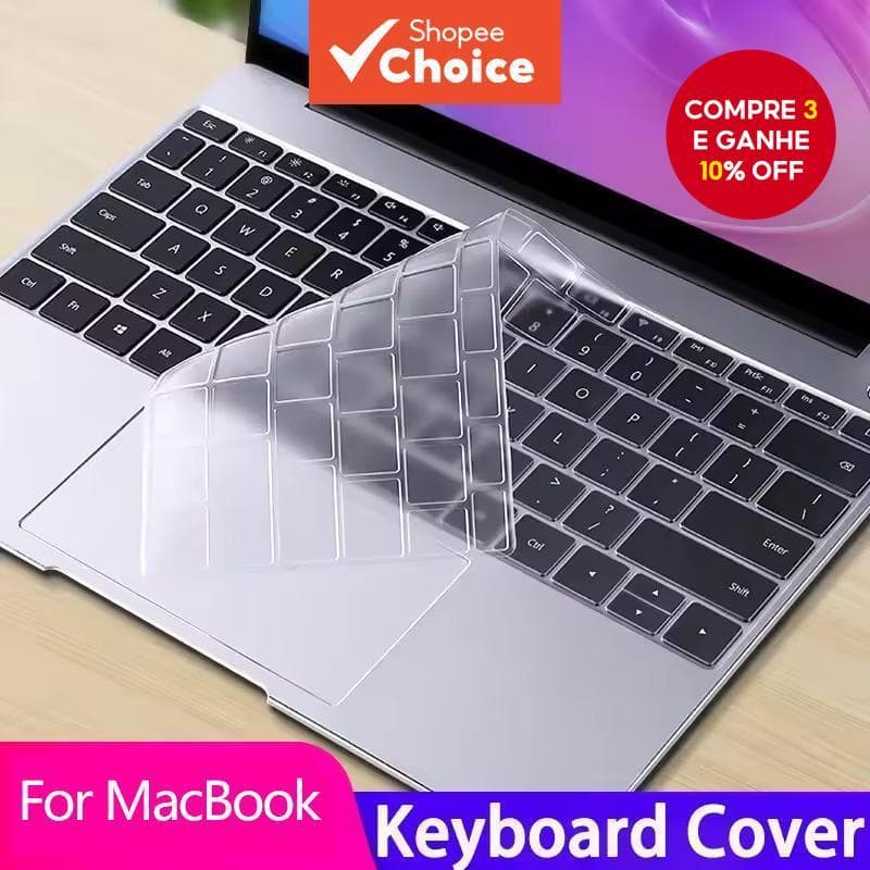 Capa De Teclado Para Macbook Air 13 15 Pro 14 16 M2 M3 M4 Protetora De Pele A3240 A3241 A2681 A2442
