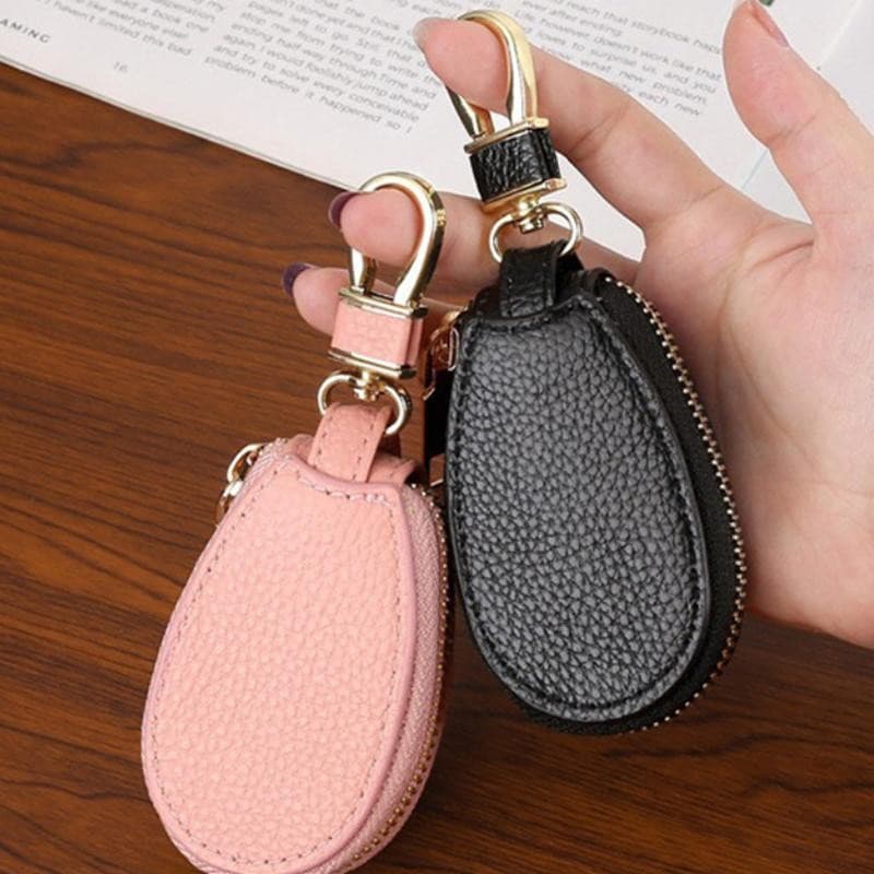 [largeloohg] Porta-Chaves De Couro PVC De Alta Qualidade Com Camada Dupla , Dois Chaveiros , Homens E Mulheres , Zíper D