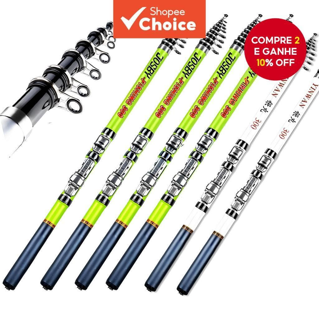 Vara de Pesca Telescópica de Fibra de Carbono Leve 3M Rocha Giratória Alta Resistência