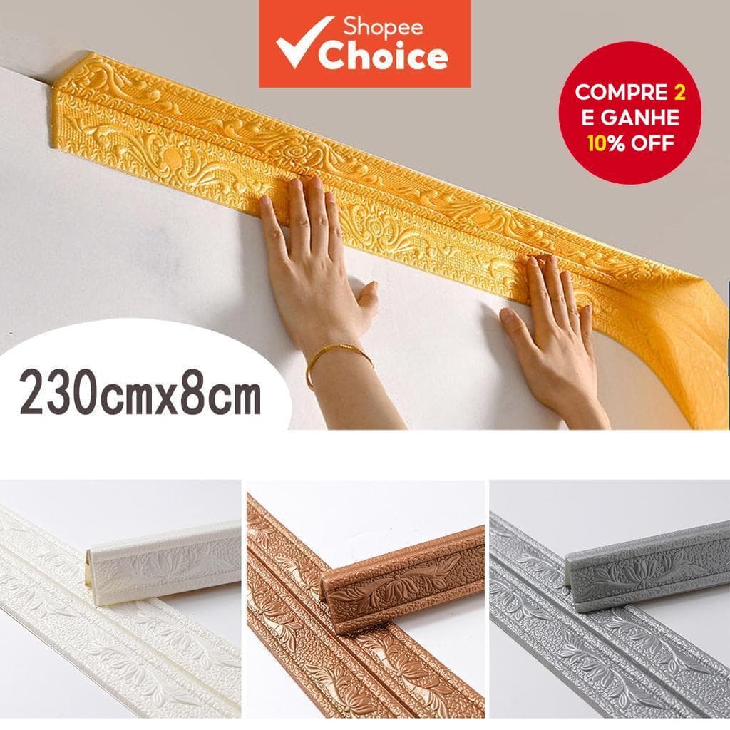 Adesivos De Tira De Parede De Espuma 3D Autoadesivos À Prova D'água 230cmX8cm Decoração De Casa Simples E Elegante
