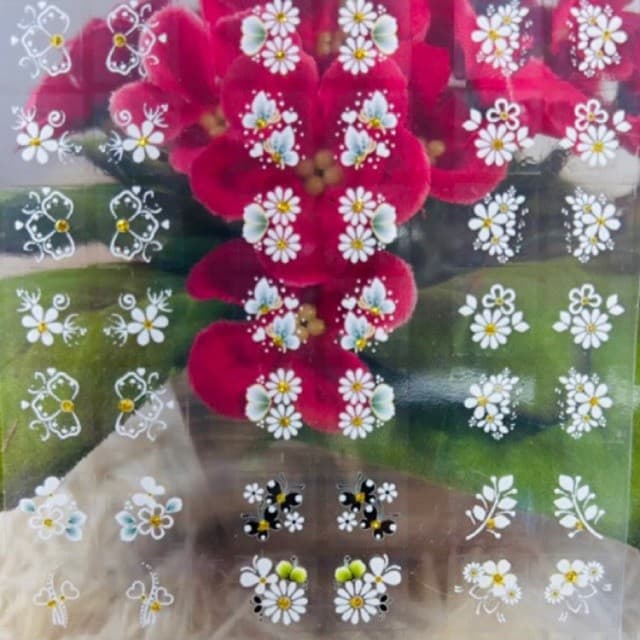 100 adesivos para unha 3D brancos películas 3d