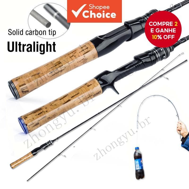 Vara De Pesca Ultraleve De Fibra De Alto Carbono UL De 1.5M/1.68M/1.8M-Fiação E Fundição De Ponta Sólida Para Em Água Do