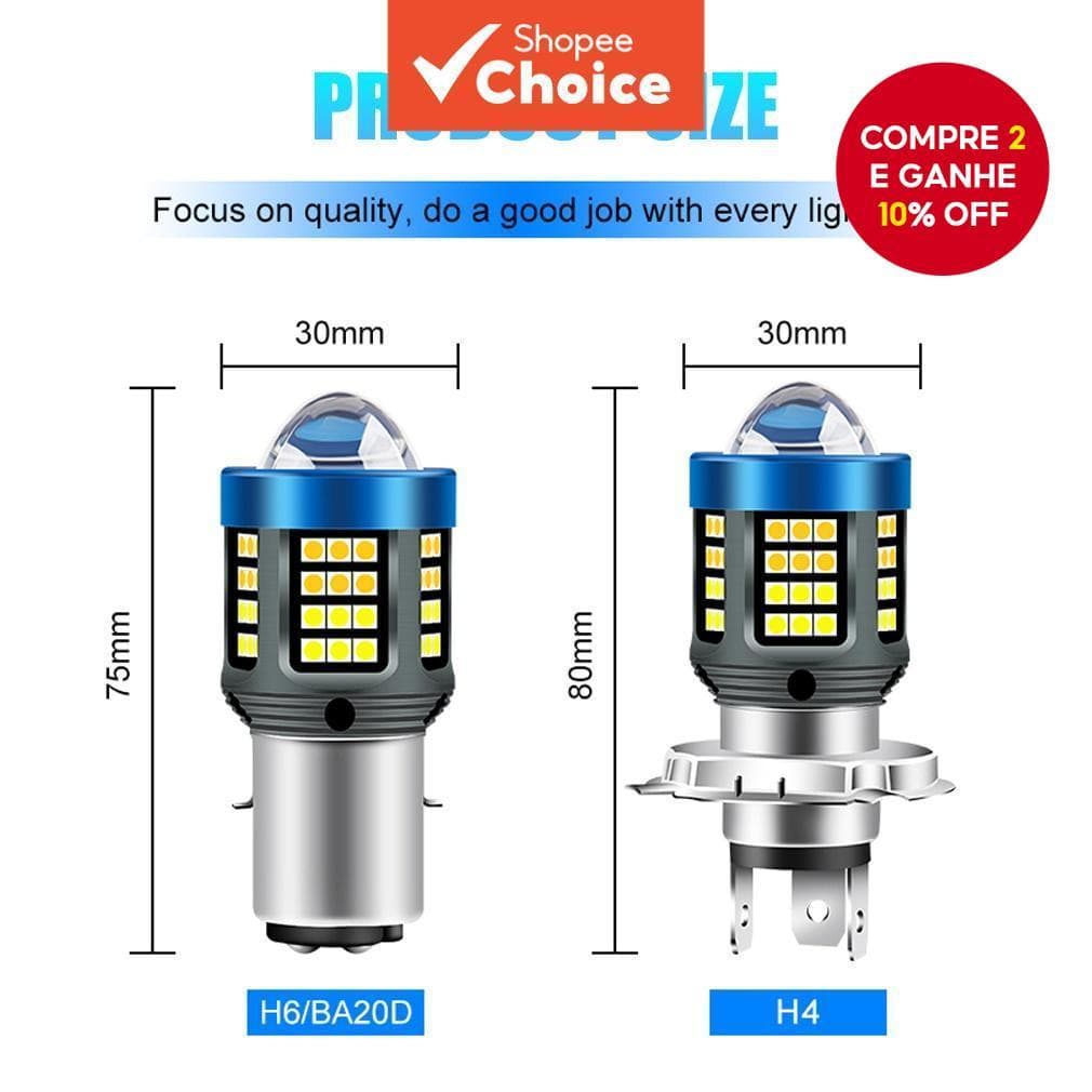 Nova Luz de Condução Mini para Motocicletas - M5 T19 P15D H4 H6 Farol DC12V-60V 12000LM Branco e Amarelo