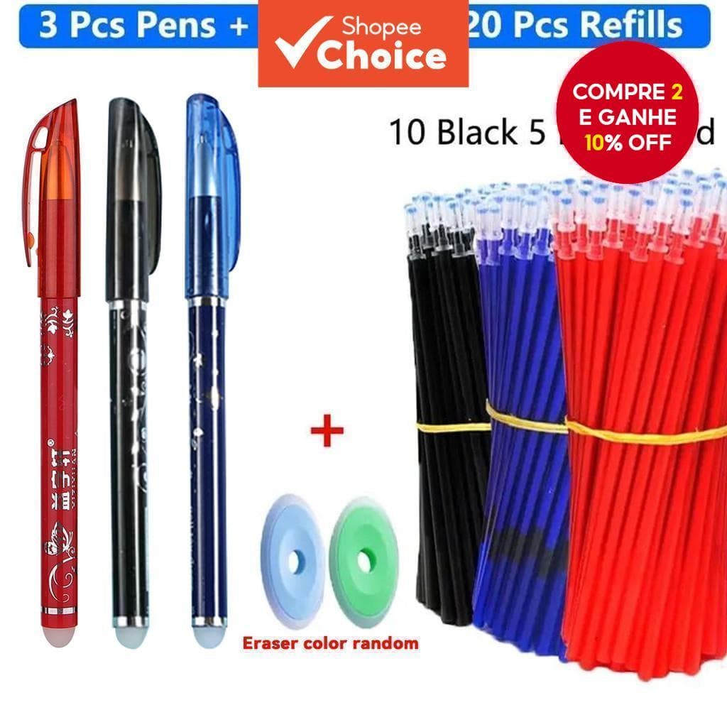 Conjunto De Canetas De Gel Apagáveis , 25 Peças , Esferográfica De Tinta Preta/Azul Para Material De Papelaria Escrita D