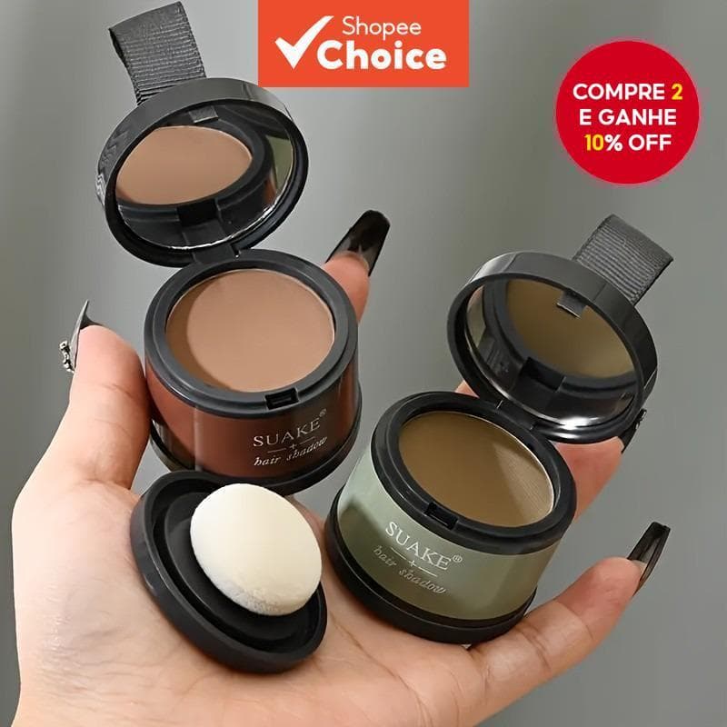 Pó de Sombra para Cabelo - Concelador Unissex com Cobertura Natural