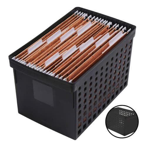 Caixa Organizadora Arquivo Morto Plastico Multiuso Preto pastas suspensas Ordene