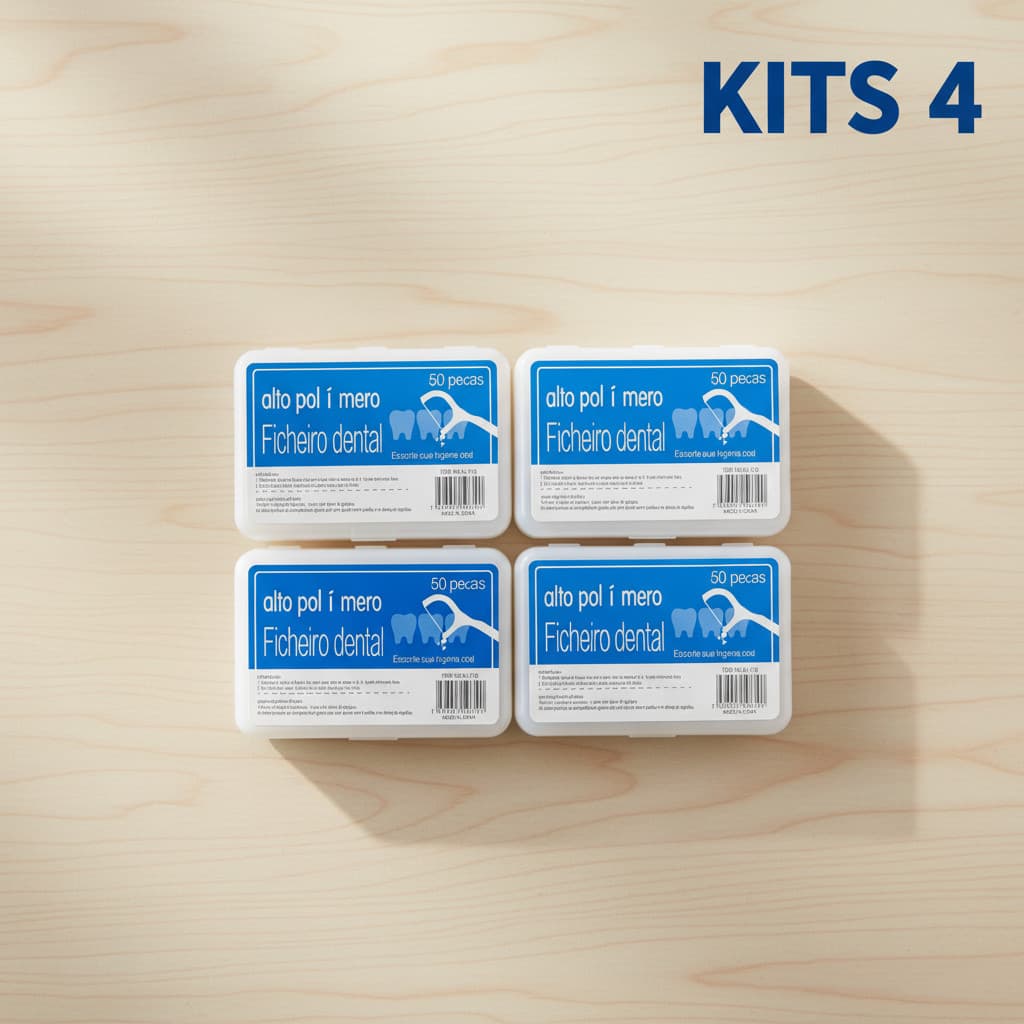 Kit 4 Caixas Fio Dental Interdental 50 Unidades Estojo Portátil Uso Diário