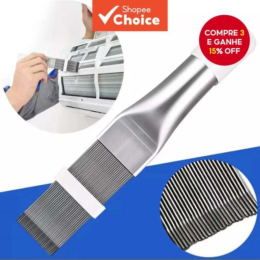 Pente De Barbatana De Aço Inoxidável E Escova De Limpeza De Radiador-Ferramenta De Remoção De Poeira De Ar Condicionado