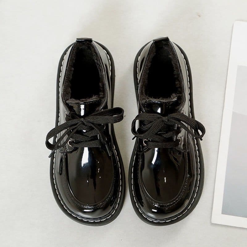 Sapatos de couro pequenos femininos sapatos de renda japonês JK brilhante estudante versão coreana All-Match Retro estil