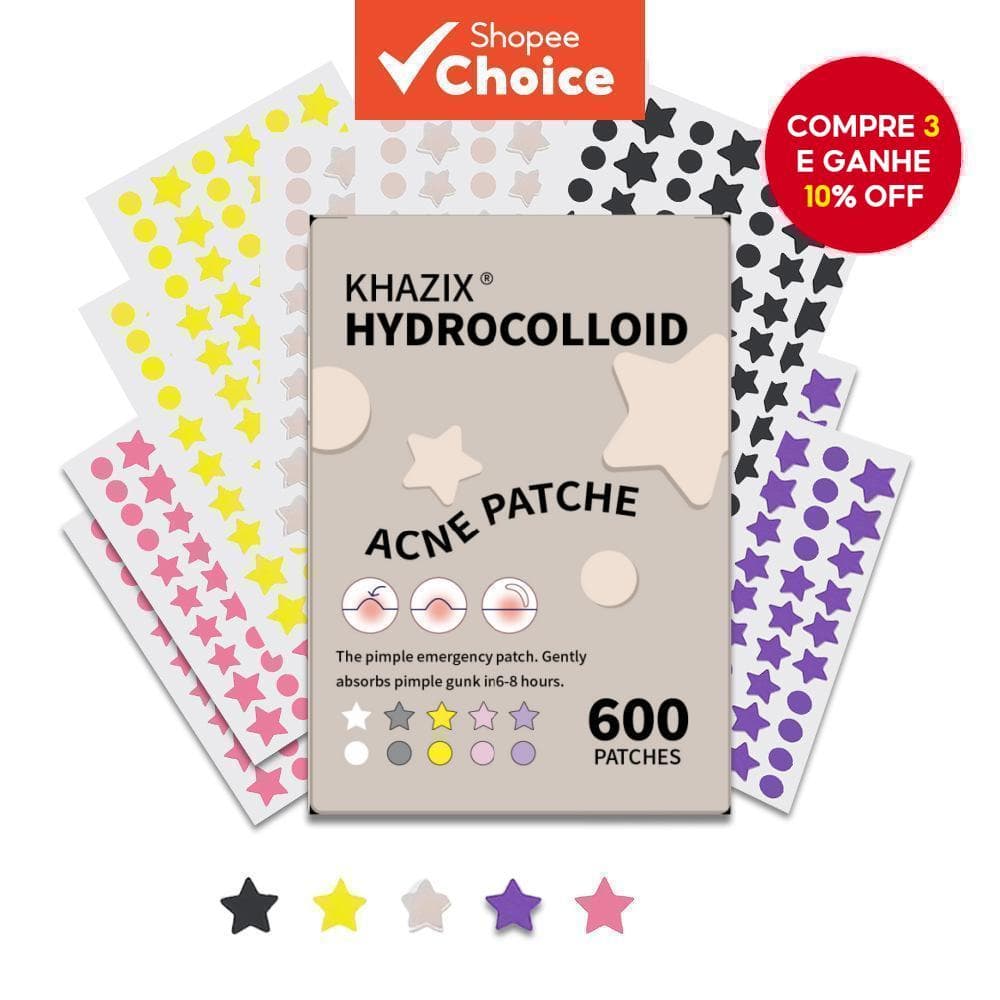 600 adesivos em forma de estrela para acne, hidrocolóides, para cobrir espinhas e manchas na pele.
