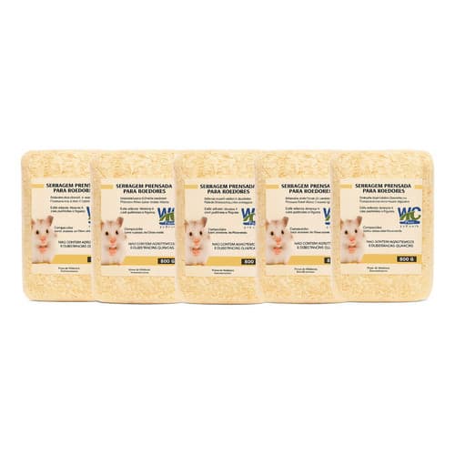 Kit 5 Serragem Para Hamster Coelho Roedores Aves 800g