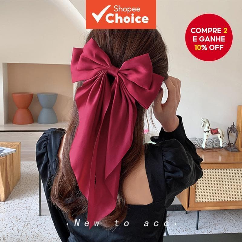 Grampo De Cabelo Grande Com Laço De Chiffon Vintage-Clipe De Primavera De Princesa Coreana Para Penteados Meio-Up