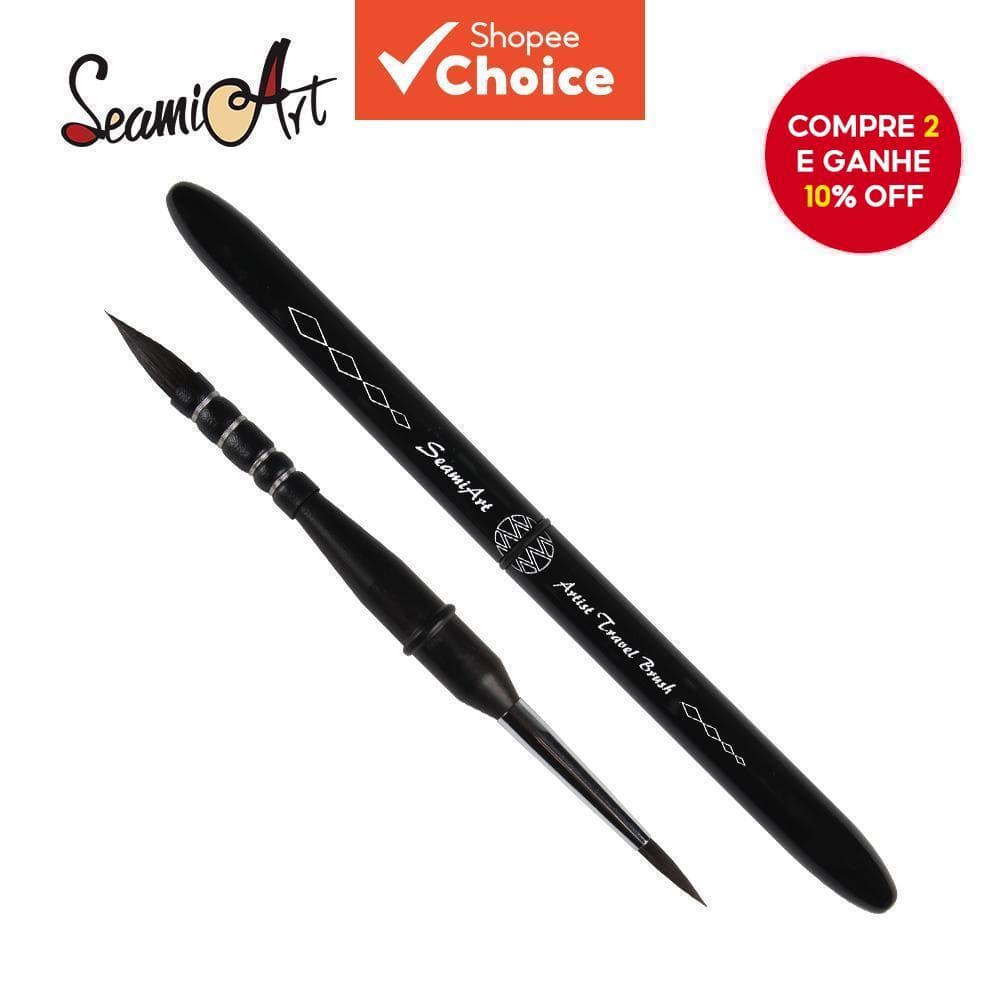  SeamiArt 1pc Caneta de Viagem com Ponta Dupla, Pincel Portátil de Aquarela de Pelo de Esquilo, Pincel de Pintura