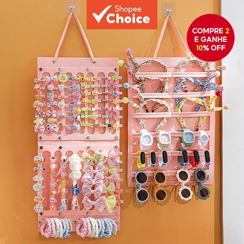 Um pc Fixado Na Parede Saco De Armazenamento De Feltro Pendurado Para Colar Anel Brincos Faixas De Cabelo E Acessórios C