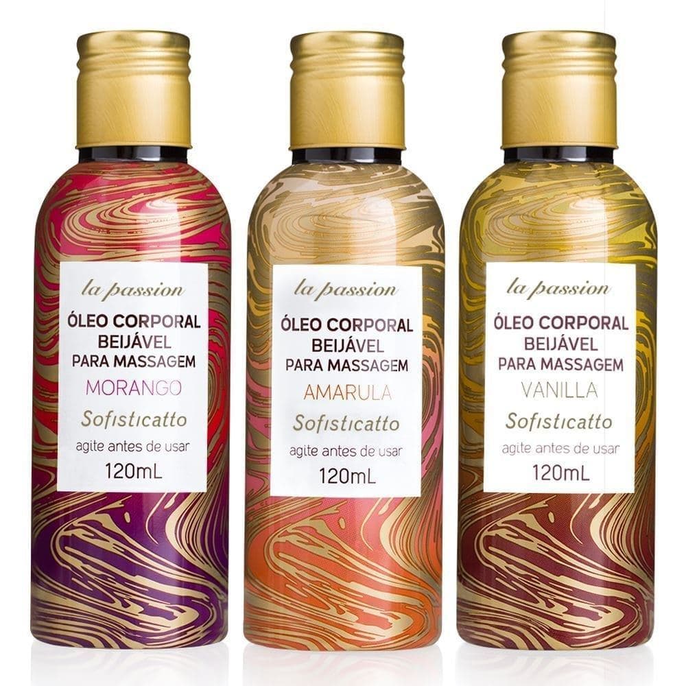 ÓLEO DE MASSAGEM BEIJÁVEL MORANGO AMARULA BAUNILHA 120ML SOFISTICATTO