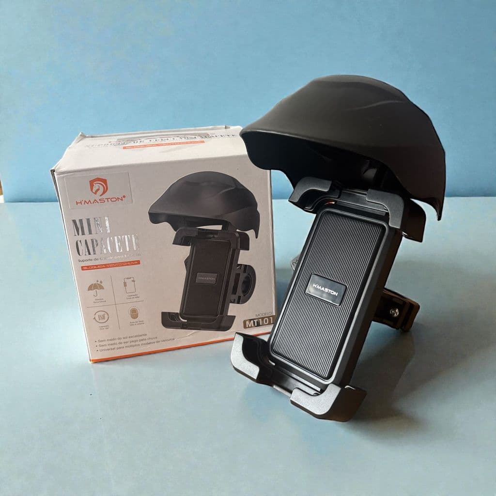 Suporte Celular Capacete Motocicleta /Bike De Guidão Retrovisor Proteção Chuva e Sol Prendedor Firme
