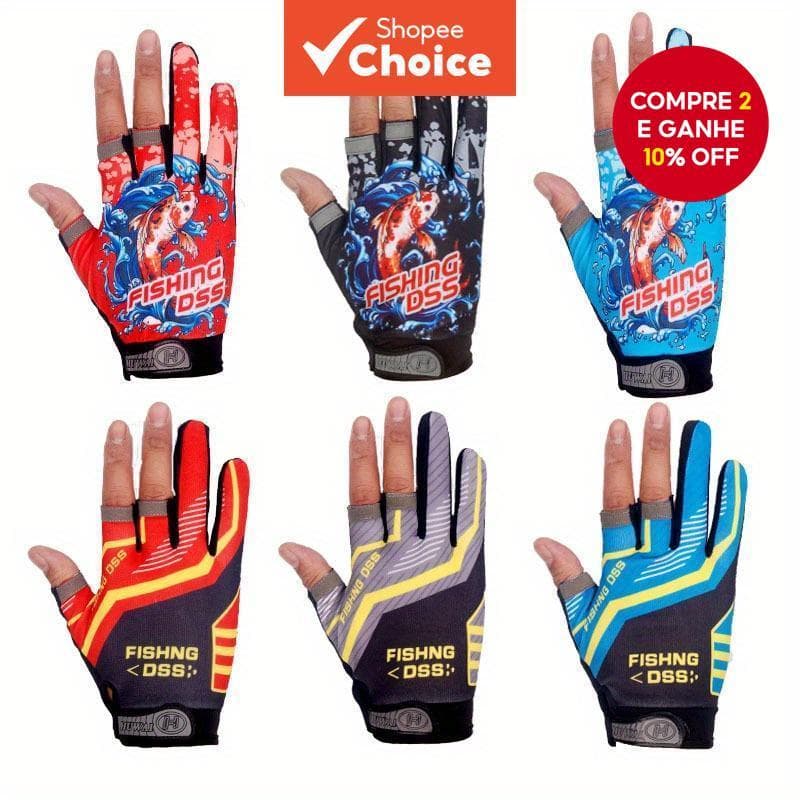 Luvas De Pesca Para Homens E Mulheres | Design Respirável , Antiderrapante , De Três Dedos/Dois Ao Ar Livre
