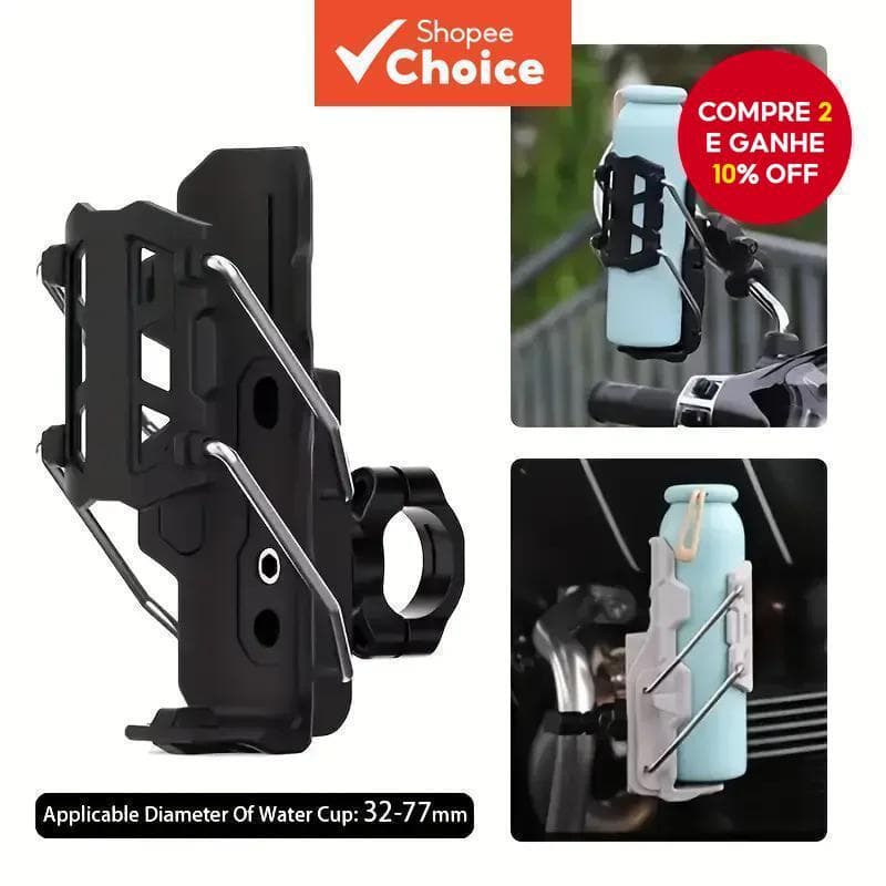 Suporte De Copo Ajustável Para Motocicleta-Universal Anti-Roubo Bebidas Guiador/Espelho