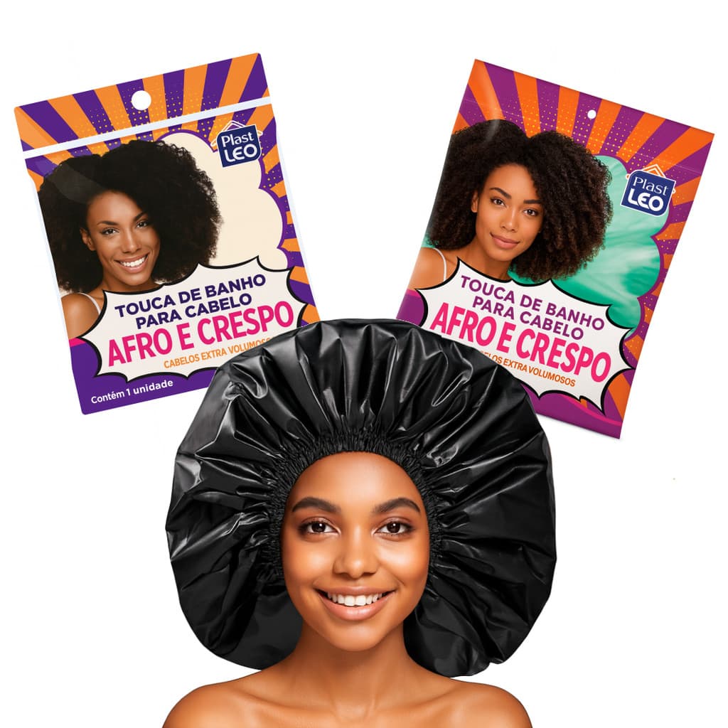kit 3 unidades de Touca De Banho Cabelo Grande Volumoso Afro Tranças Black Power Kit C/3