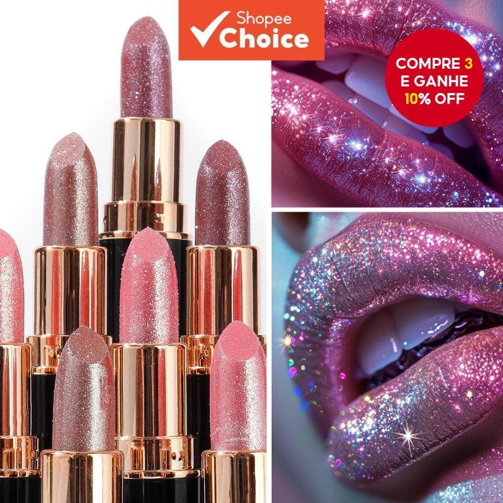 Brilho Labial Pérola Metálico De 6 Cores-Conjunto De Presente De Natal Com Acabamento Flash , Maquiagem De Festa Essenci