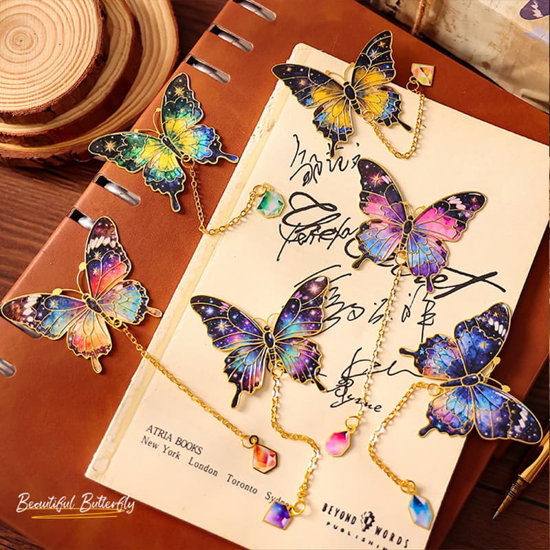 Marcador De Metal Requintado Da Série Butterfly Com Fichário De Página De Livro De Estudante Pedante
