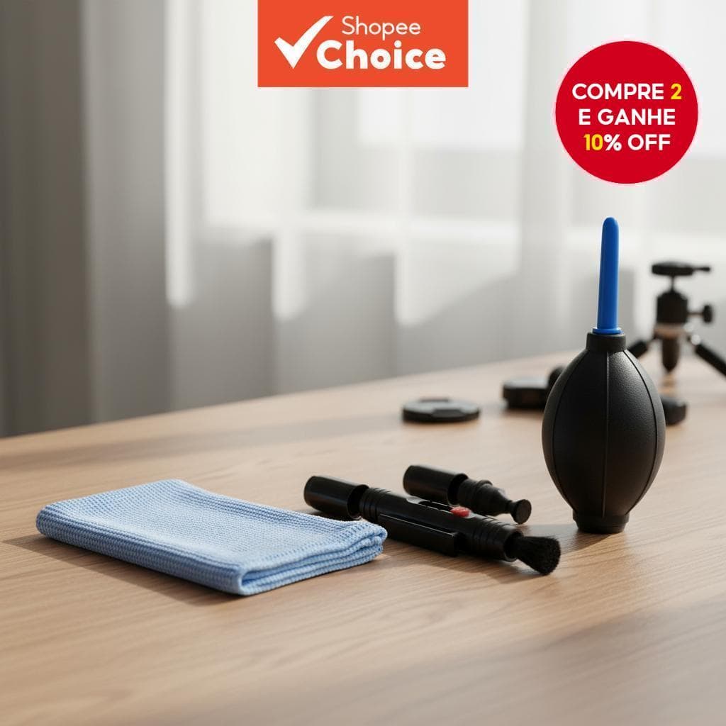  Conjunto de Limpeza para Câmera DSLR 3 em 1: Ferramenta para Teclado, Soprador de Ar e Caneta de Lente Tigre de Couro