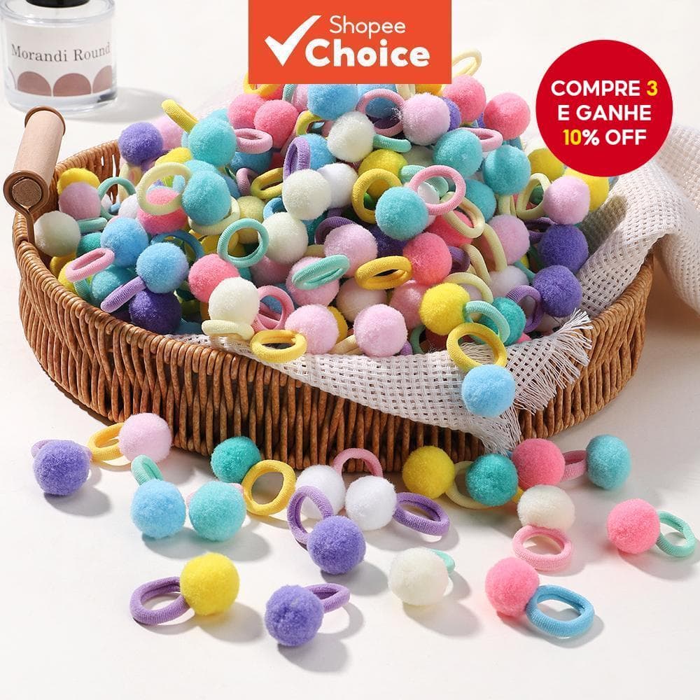 40 Pçs/Lote Menina Elástico Faixas De Cabelo Meninas Bola De Pelúcia Faixa De Borracha Para Crianças Doces Scrunchie Laç