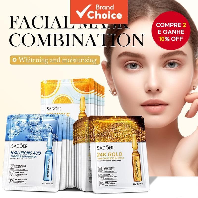 24K Ouro/Ácido Hialurônico/Vitamina C Ampola Soro Máscara Para Clareamento Hidratante Iluminar A Pele 25g