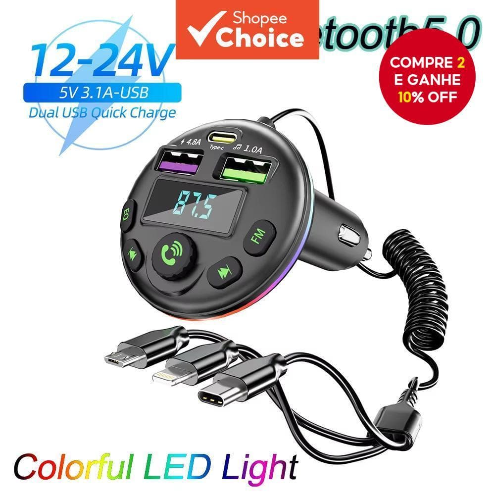 Q21 PD Carregador De Carro Cabo De Carregamento Rápido 1 Em 3 Isqueiro USB Com Plugue De Conversão Do Dente Azul