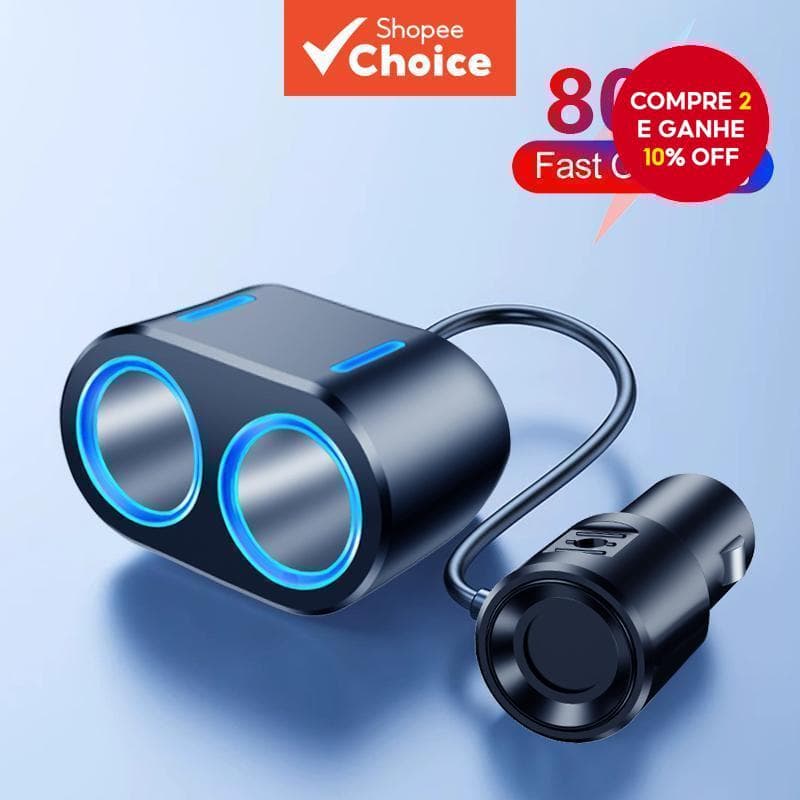  Um cabo de extensão para carro 10A de 12-24V pode se estender de 85-300CM. cabo de plugue, adaptador de soquete fêmea,