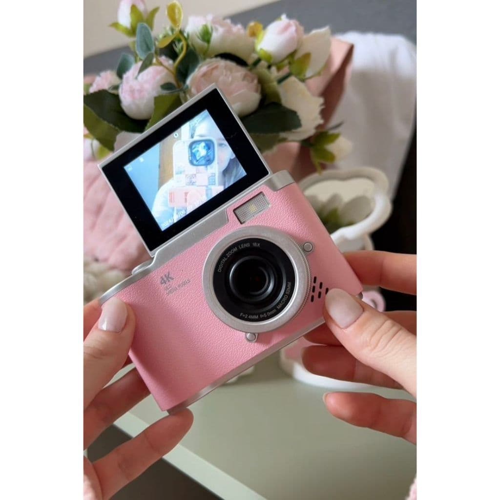 Câmera Digital 4K Com Zoom  Para Estudante Fotográfica Compacta De 48MP 180 ° Selfile Tela Flip