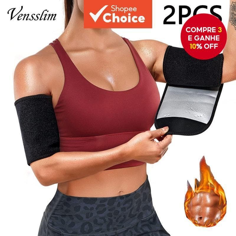 Mulheres Sauna Braço Trimmer Suor Shaper Com Mangas De Compressão 2 Pacote Ajustável