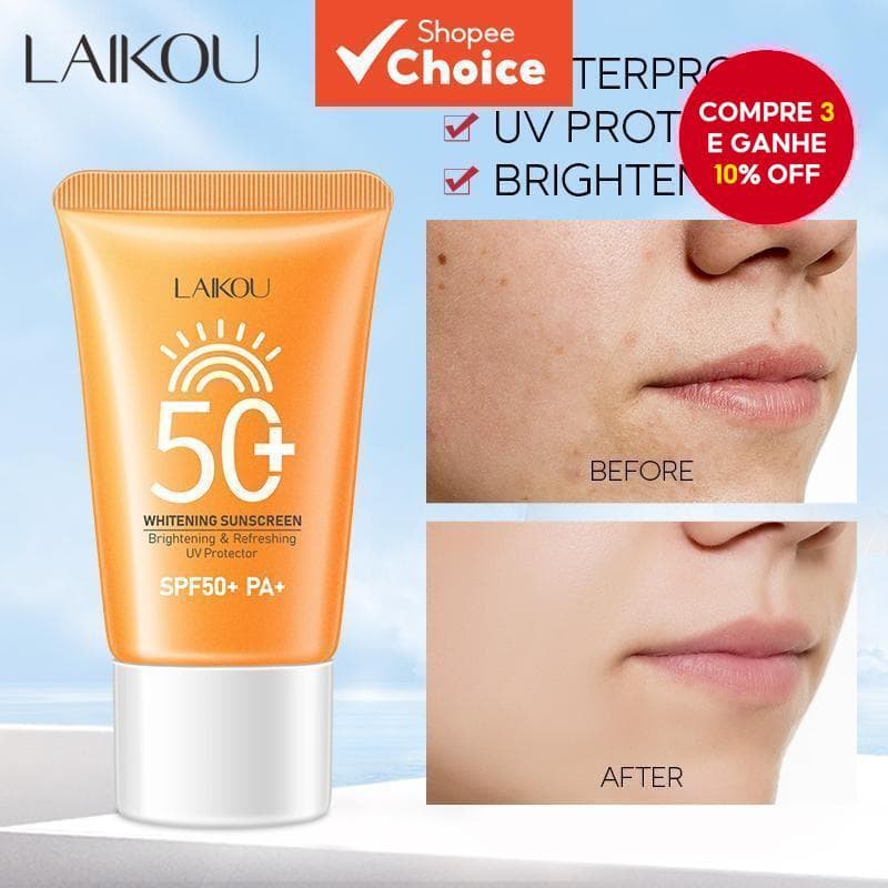 Protetor Solar LAIKOU Clareador com Filtro UV Creme Facial Clarificante Protetor Solar Refrescante Creme do Dia 30g