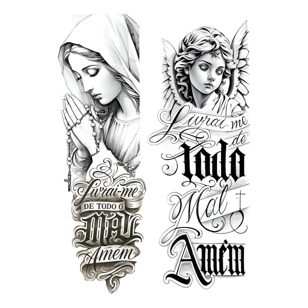 Duas Tatuagens Temporaria Frases Com Imagens 10x28 Cada