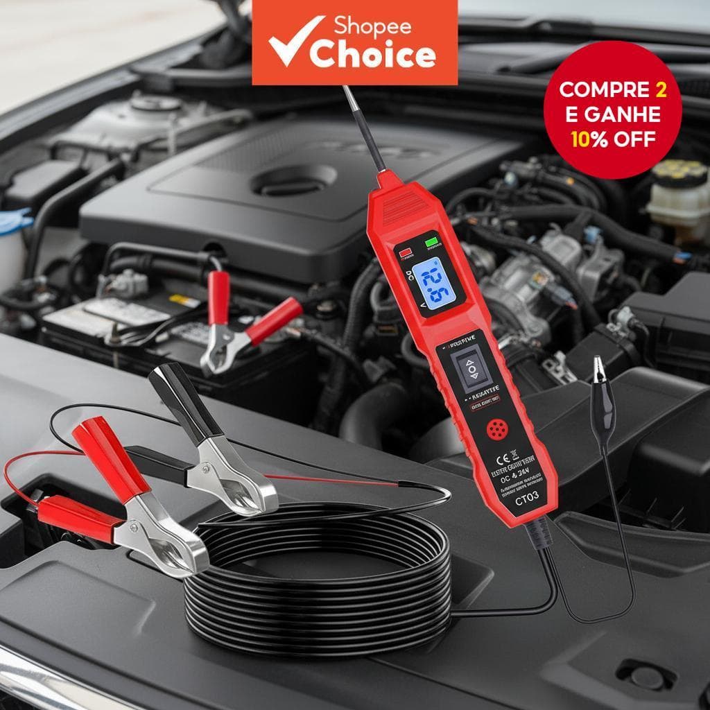  Testador de Circuitos para Carro 6V/12V/24V DC, Sonda Multifuncional de Tensão e Fusível para Diagnóstico Elétrico