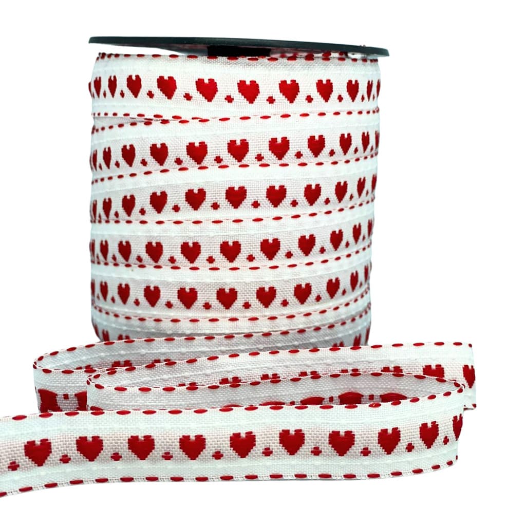 Galão Passa Fita falso Coração Cores Variadas Bordado 50m