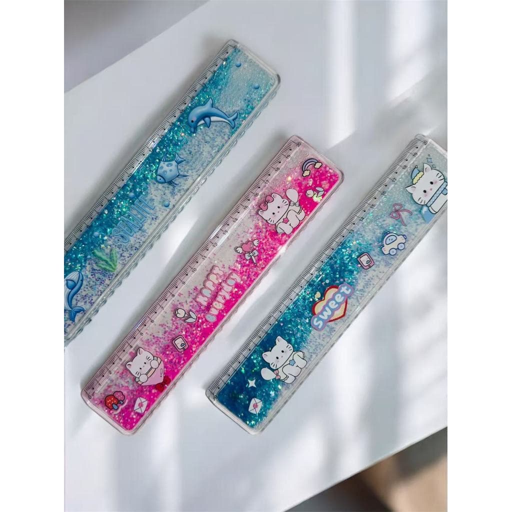 Régua 20cm – Brilho, Glitter com liquido  e Muita Fofura! | Novidade Infantil