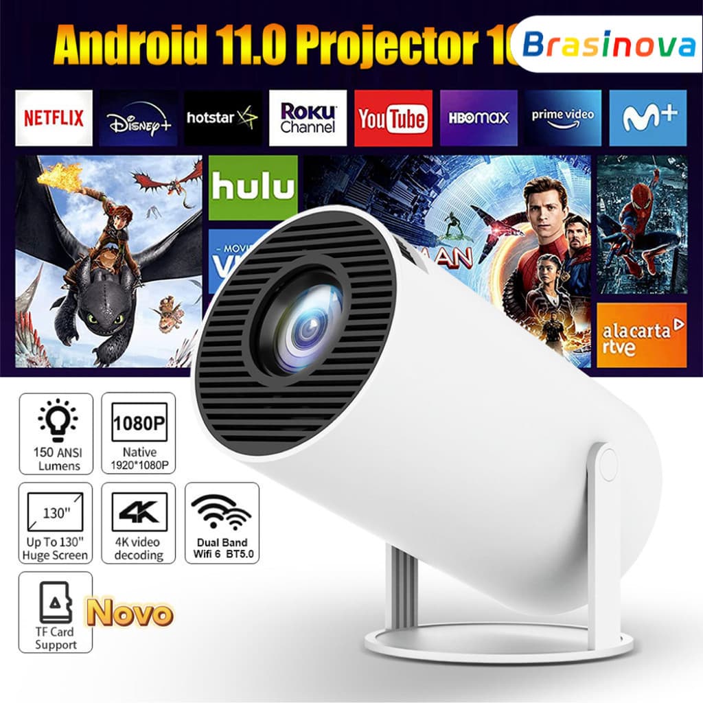 Projetor 4K HD 150 Polegadas Celular, Tv B0x, Xbox, PS, Pc, Wifi HY300 Pro Magcubic Envio Imediato