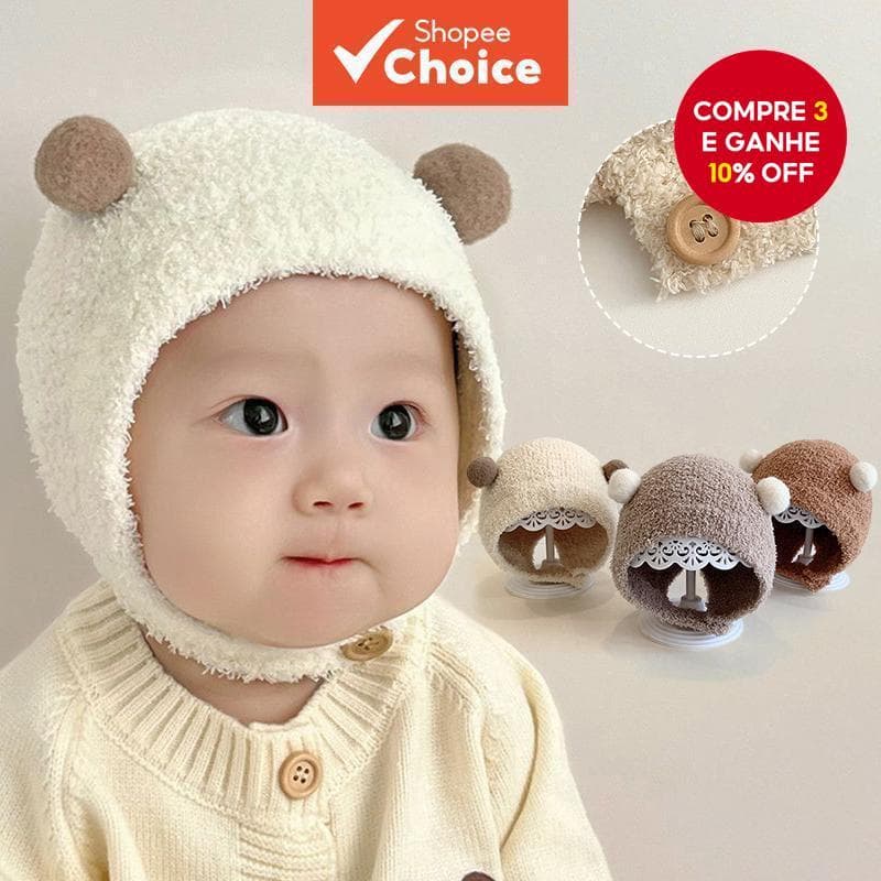 Gorro Pom Macio Para Bebês E Crianças , Boné De Malha Quente De Inverno Com Proteção Os Ouvidos