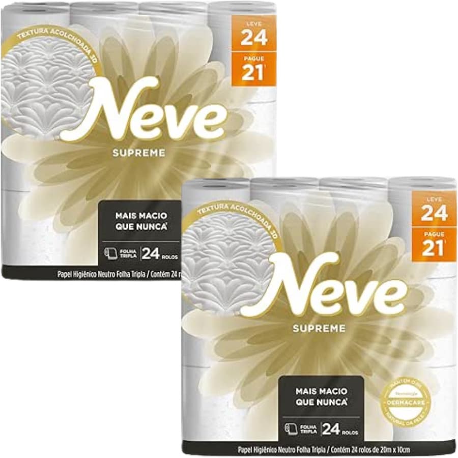 Papel Higiênico Neve Supreme Folha Tripla 24 Rolos