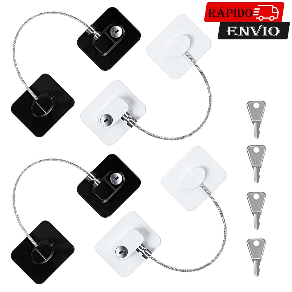 2pçs Trava De Segurança Chave Para Porta Gaveta Bebês Crianças Cadeado Sem Furar Para Geladeira Armario Com Chave