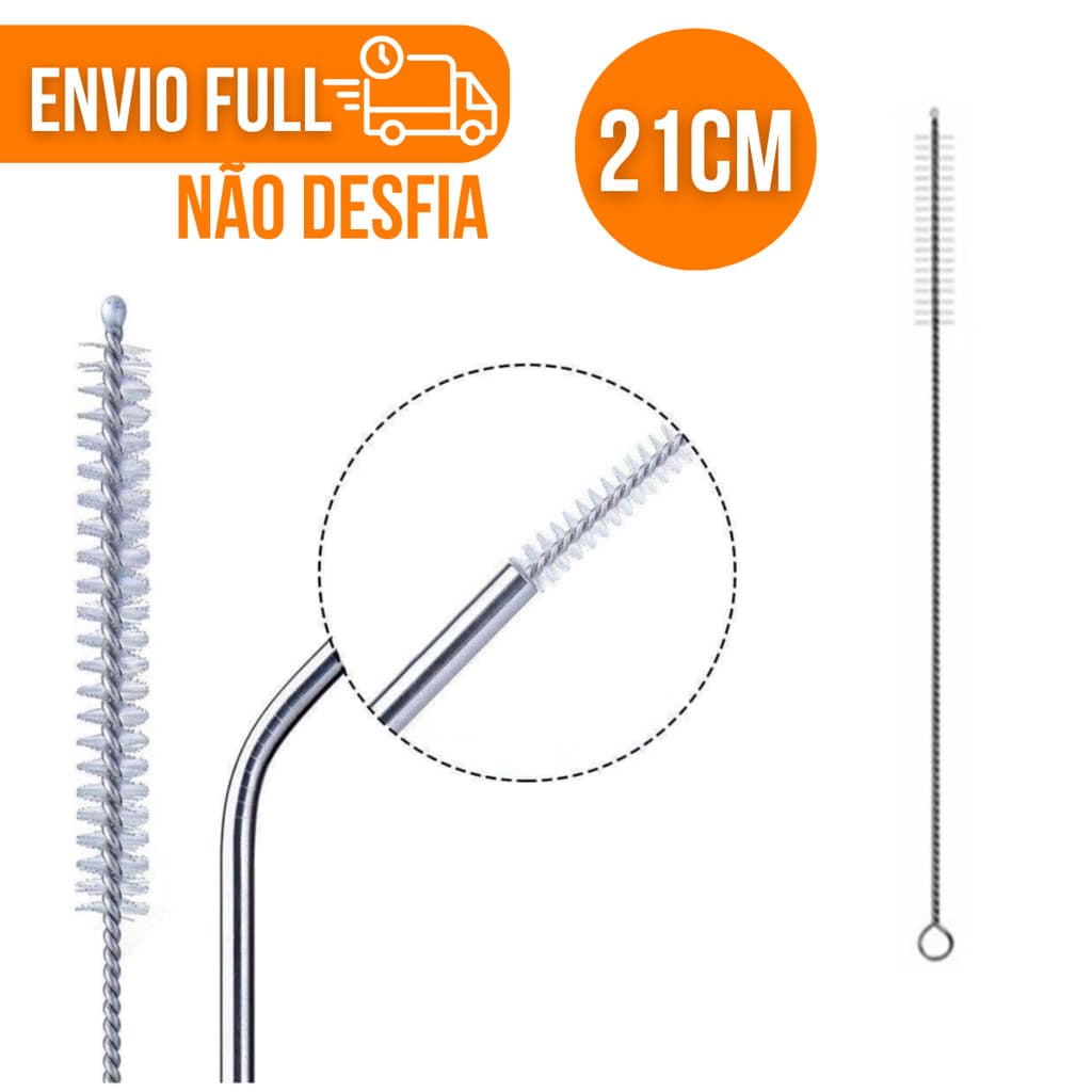 Escova de Canudo Reutilizável Flexível Limpeza Inox Ecológico