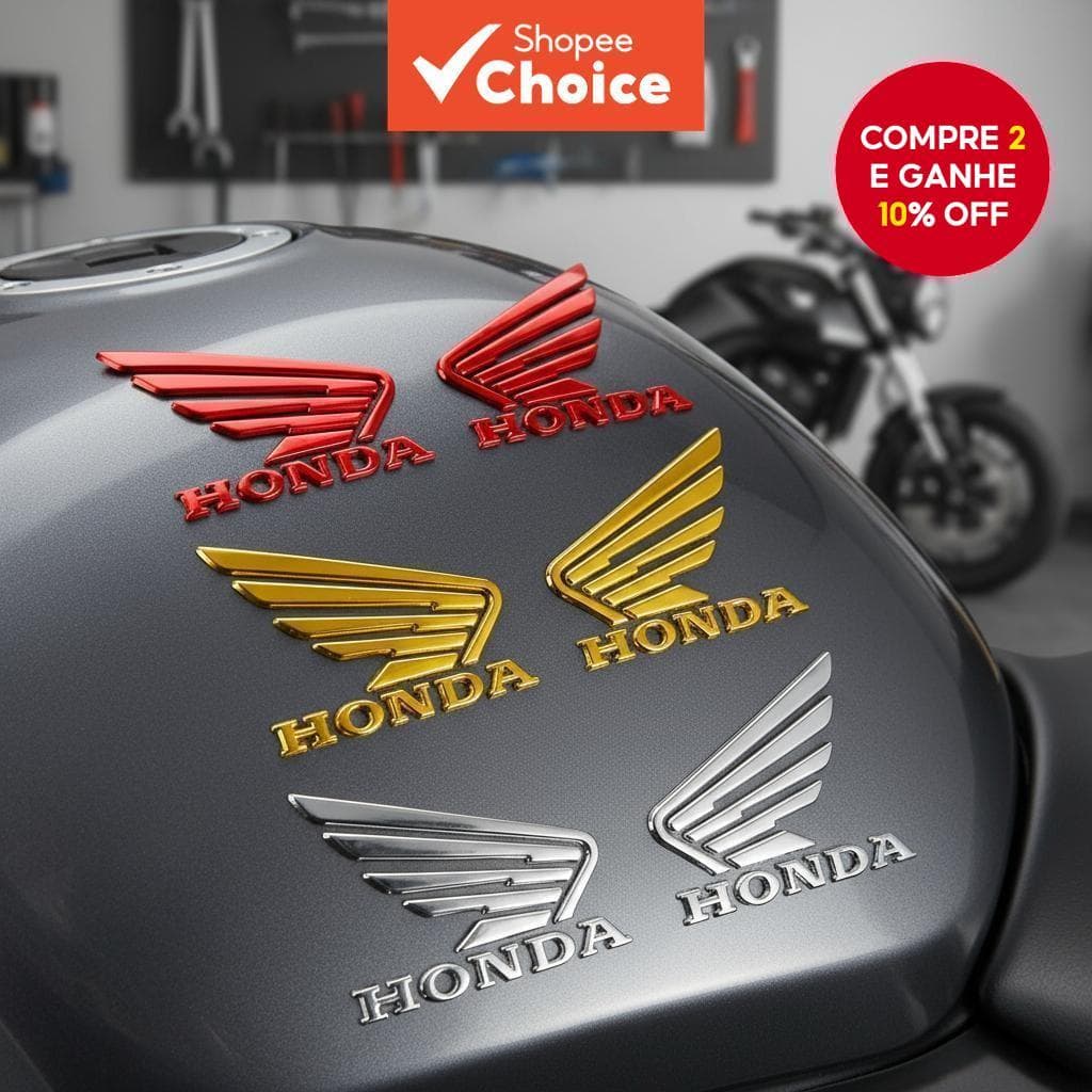  Emblemas adesivos 3D de borracha macia para Honda Wings | Adesivos 3M para motocicletas esquerda e direita