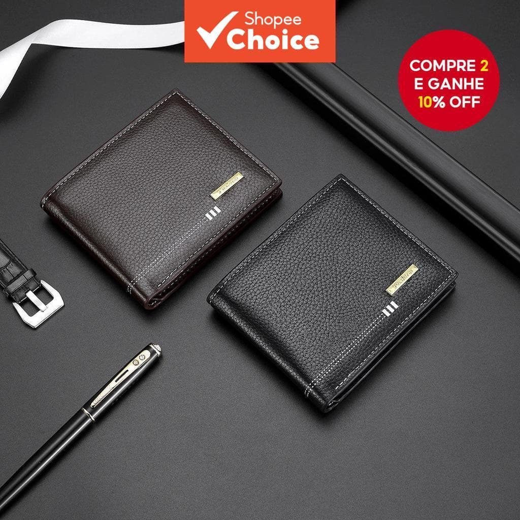  Carteira masculina casual com padrão de lichia, carteira masculina popular na plataforma.