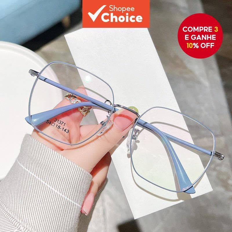 Moda Quadrada Transparente Metal Anti Radiação Óculos Quadro Clássico Oversized Computador