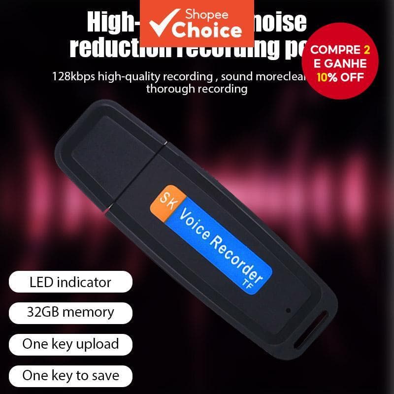 Caneta Portátil Para Gravação De Redução De Ruído , Luz Indicadora Led Suporta Cartão De Memória De 32 Gb