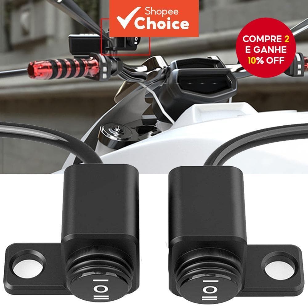 Interruptor De Luz Universal À Prova D'água Para Motocicleta ATV De 3 Vias-Botão Liga/Desliga Mini Direção E Luzes LED