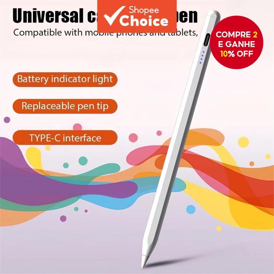 Caneta Estilosa Universal para Android, iOS e Windows - Caneta Touch para iPad e Tablet