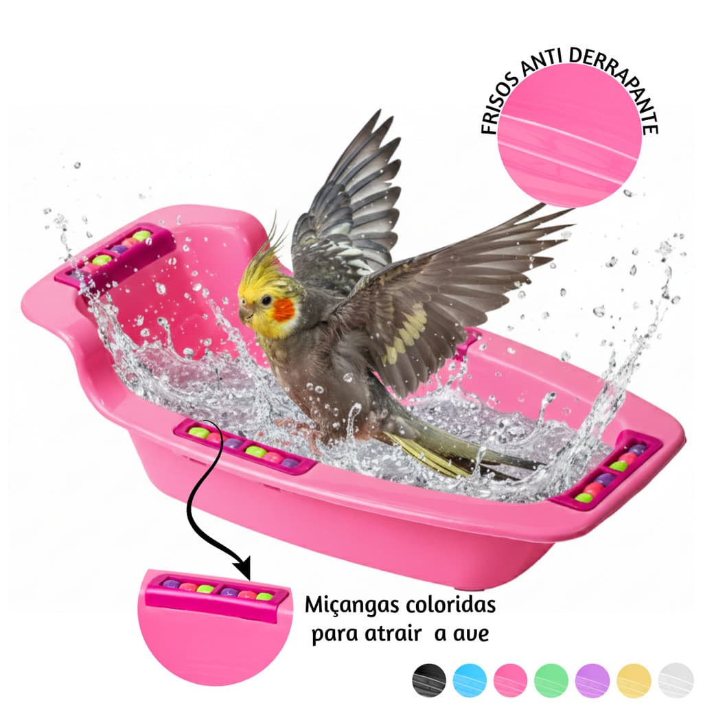 Banheira Grande Interna Decorada Calopsita, Agapornes Passaros Diversos Birds